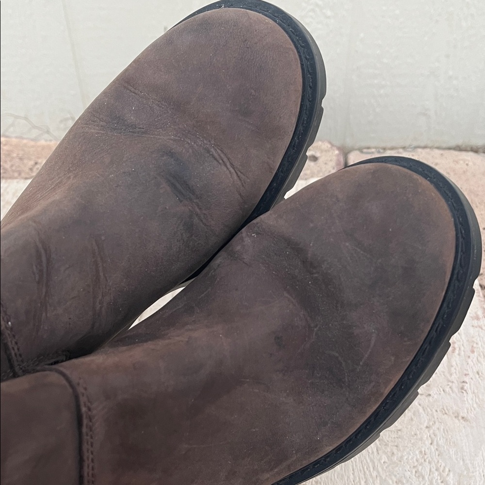 Womens Ugg Loxley Brown Nubuck Leather Platform Chelsea Ankle Boots Size 9 - Picture 8 of 11